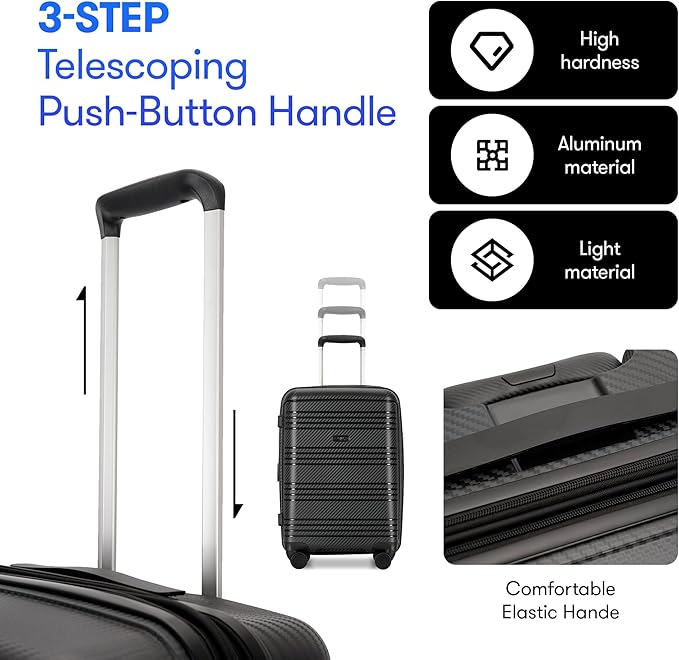 25 Inch Medium Checked Luggage Lightweight Suitcase with Spinner Wheels TSA Lock, Black