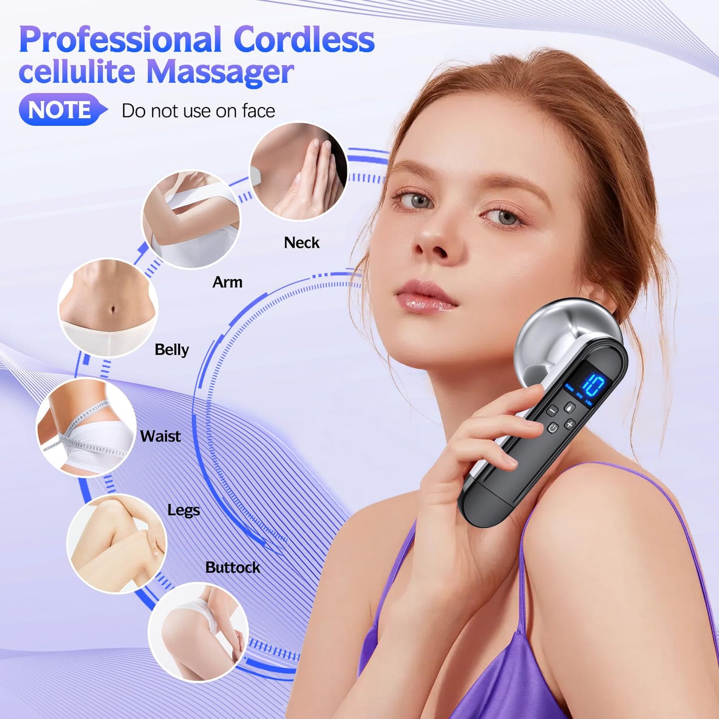 Body Sculpting Machine - Professional Handheld Cordless Cellulite Massager - Suitable for Belly, Neck, Legs, Hip, Arms