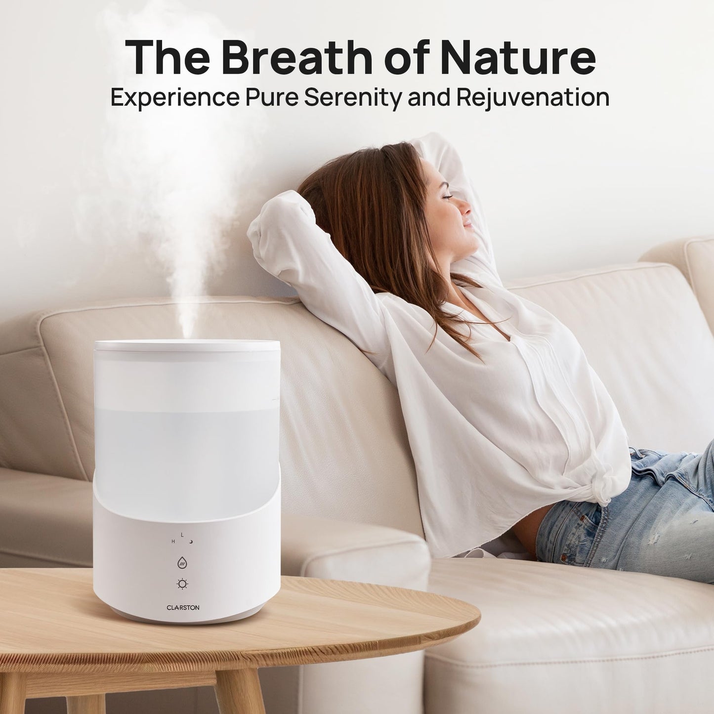 CLARSTON Humidifier for Bedroom, 2.5L Cool Mist Humidifier with Essential Oils Diffuser and Nightlight, Top Fill Humidifiers for Home, Auto Shut-off