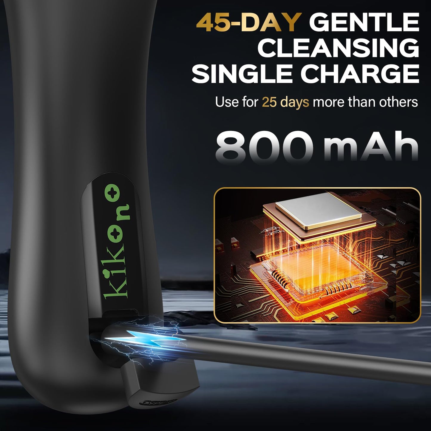 KIKONO Facial Cleansing Brush with Big Electric Round Brush Head - 2 in 1 Spin and Automatic Foam Patented Tech, Wide Surface Cleaning, Waterproof Rechargeable Face Scrubber for Men and Women