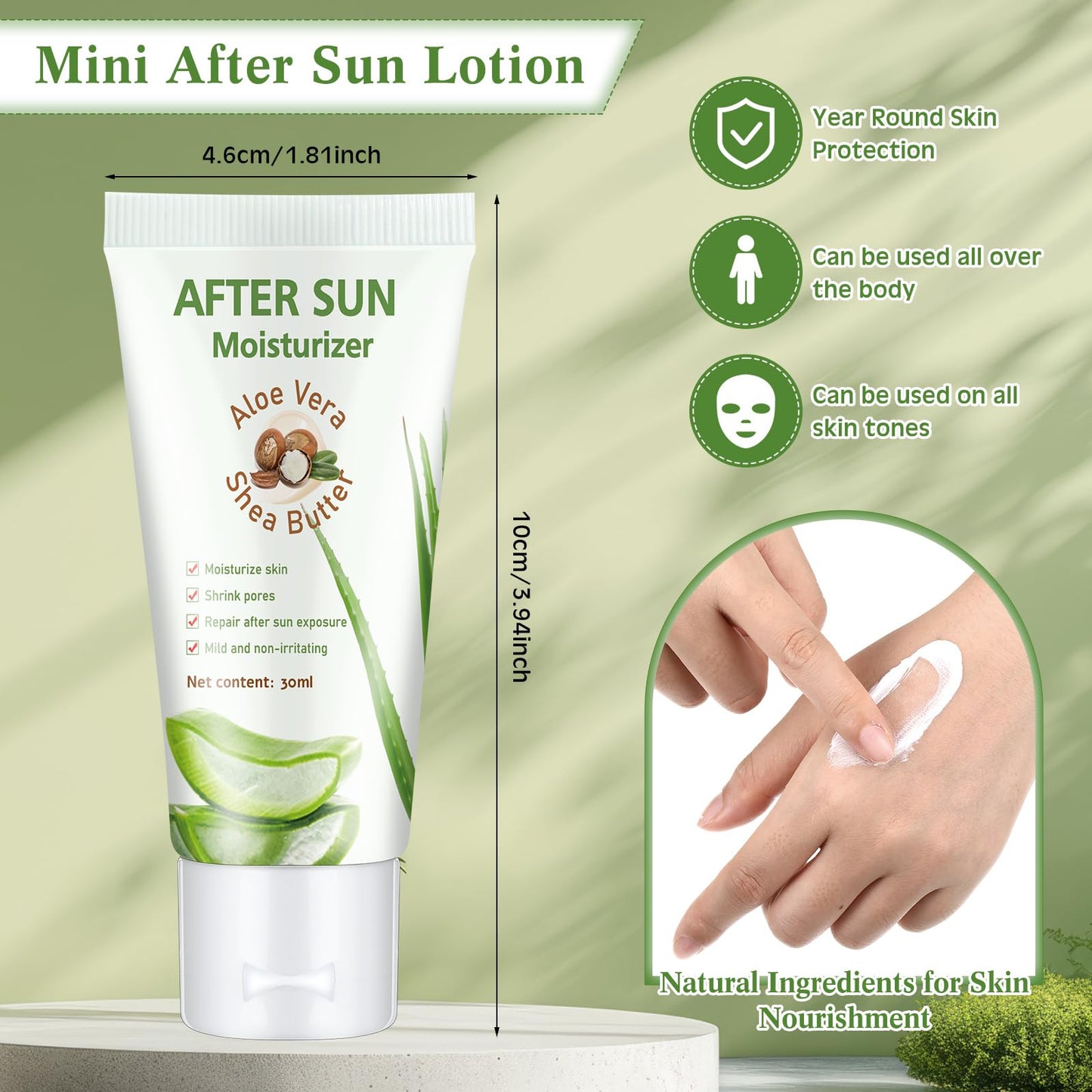 Dansib 24 Pcs After Sun Lotion Mini Aloe Vera Lotion Bulk Travel, 1 oz Travel Size Aloe Vera Skin Moisturizer Organic Mini Sunscreen Bulk Party Favor Moisturizing for Face and Body