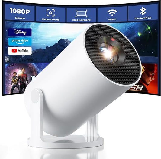CLOKOWE Mini Projector with WiFi and Bluetooth - Built-in Apps, Smart Portable Projector with 180° Rotation, Auto Keystone, Support 1080P, Compatible with HDMI/USB/TV Stick/Smartphone/Laptop