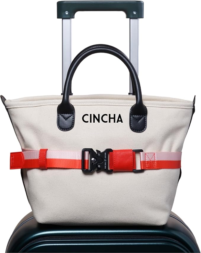 Cincha Mini Travel Belt for Luggage - Stylish & Adjustable Add a Bag Luggage Strap for Carry On Bag - Airport Travel Accessories for Women & Men - As Seen on Shark Tank (Red and Pink)