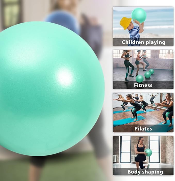 Cikyner Soft Pilates Ball, Small Exercise Ball 9 Inch Mini Gym Ball with Inflatable Straw, Suitable for Pilates, Yoga, Full Body Training, Physical Therapy and Balance improving at Home