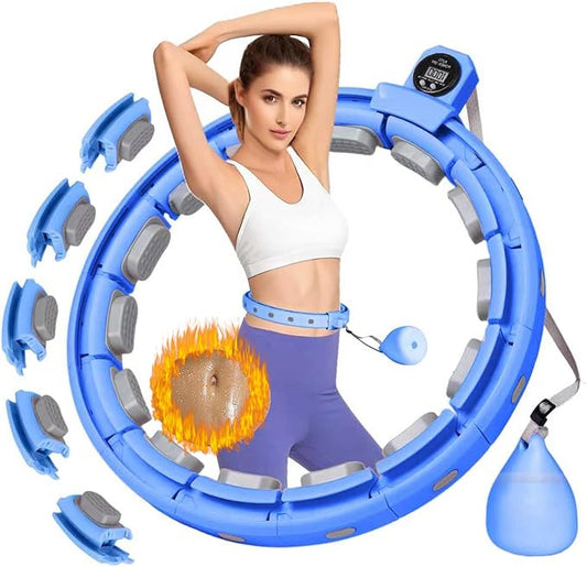 2025 New Silent Smart Weighted Fitness Hoop, Weighted Hula Circle Hoops for Adults Weight Loss,18 Detachable Links Waist 30"- 50", Exercise Hula for Women & Men