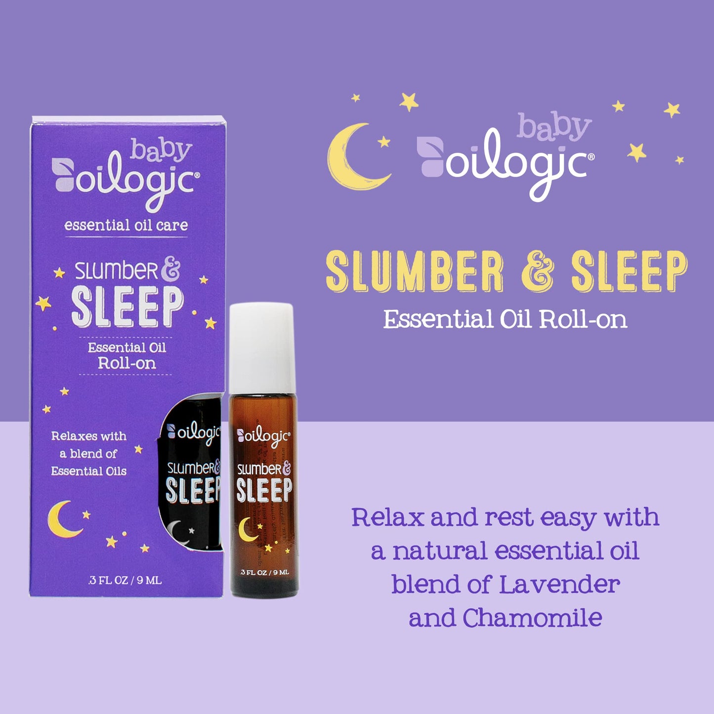 Oilogic Slumber & Sleep Roll-On Essential Oil for Babies & Toddlers - Gentle Aromatherapy Essential Oils, Mess-Free Comfort & Wellness Blends - Pediatrician-Tested Safe for Baby, .3 Fl Oz