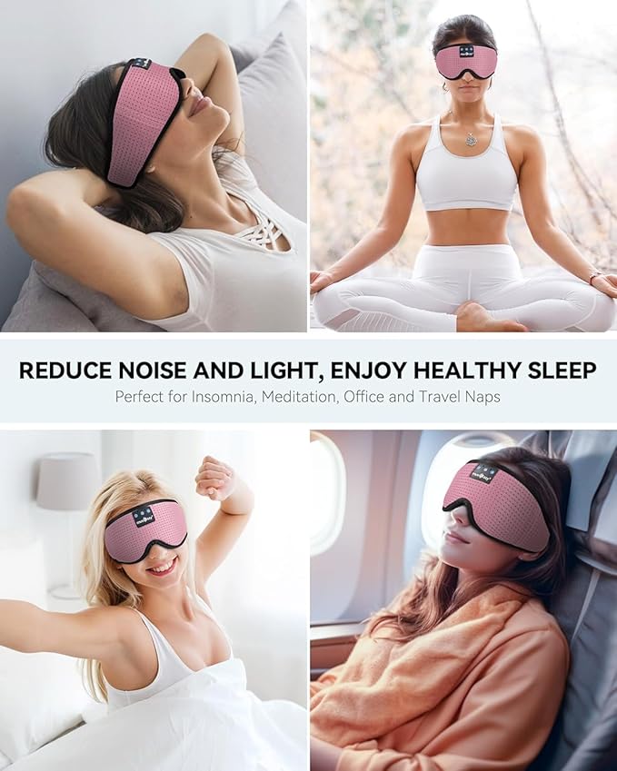 MUSICOZY Sleep Headphones Bluetooth Sleep Eye Mask for Sleeping, Headband Wireless Sleeping Masks Headphones, Earbuds for Side Sleepers Men Women with Speakers Cool Tech Gadgets