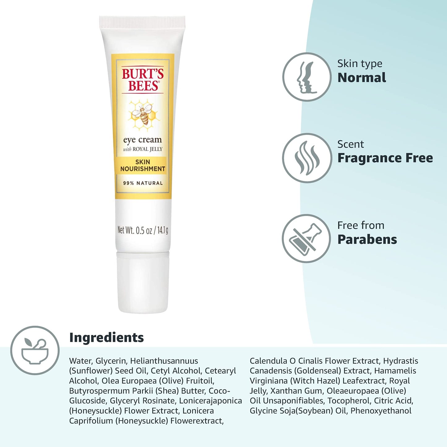 Burt's Bees Skin Nourishment Eye Cream for Normal to Combination Skin, 0.5 Oz (Package May Vary)