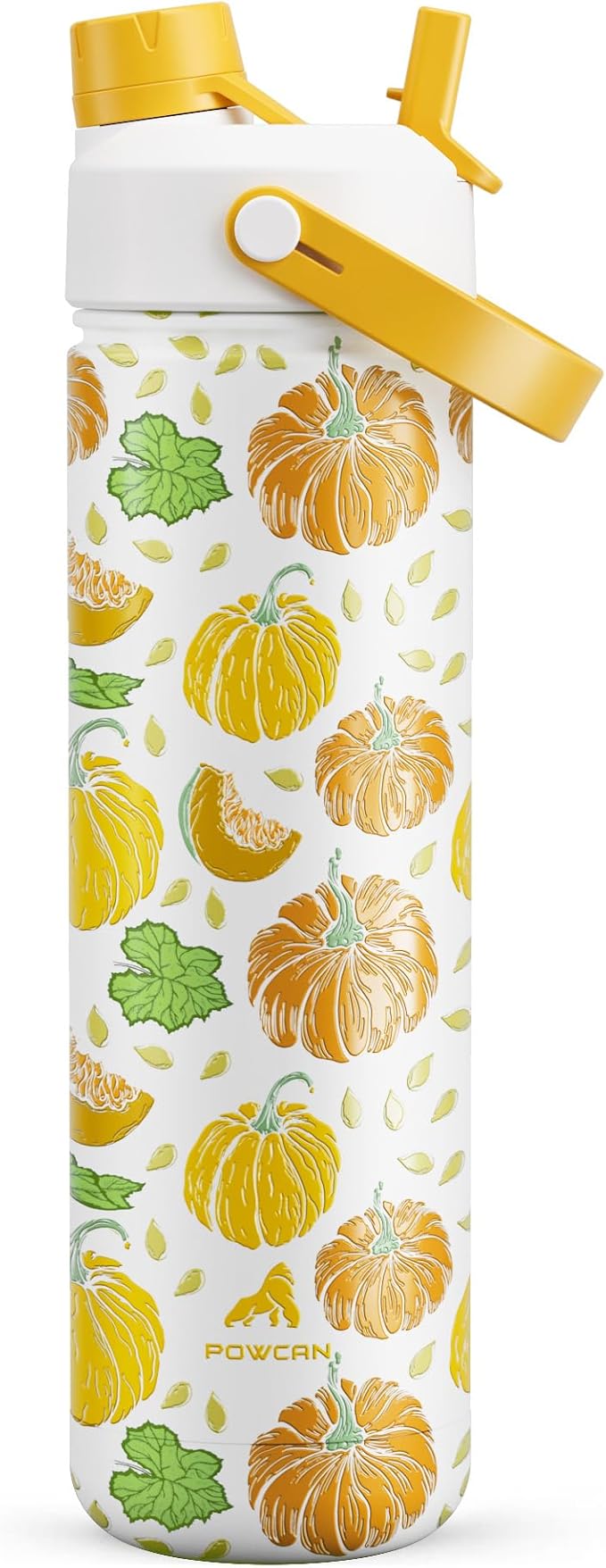 26 oz Insulated Water Bottle with 2-in-1 Straw and Spout Lid, Keep Cold 24H, Leak-Proof, Fits in Car Cup Holder, Stainless Steel Water Bottle for Sports, Travel, Gym and School (Pumpkin Patch)