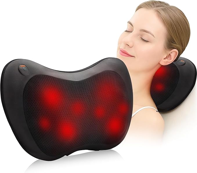 Back Massager with Heat Massagers for Neck -Shiatsu Kneading Massage Pillow for Back, Shoulder, Leg Pain Relief - Gifts for Men Women Mom Dad Stress Relax at Home Office and Car