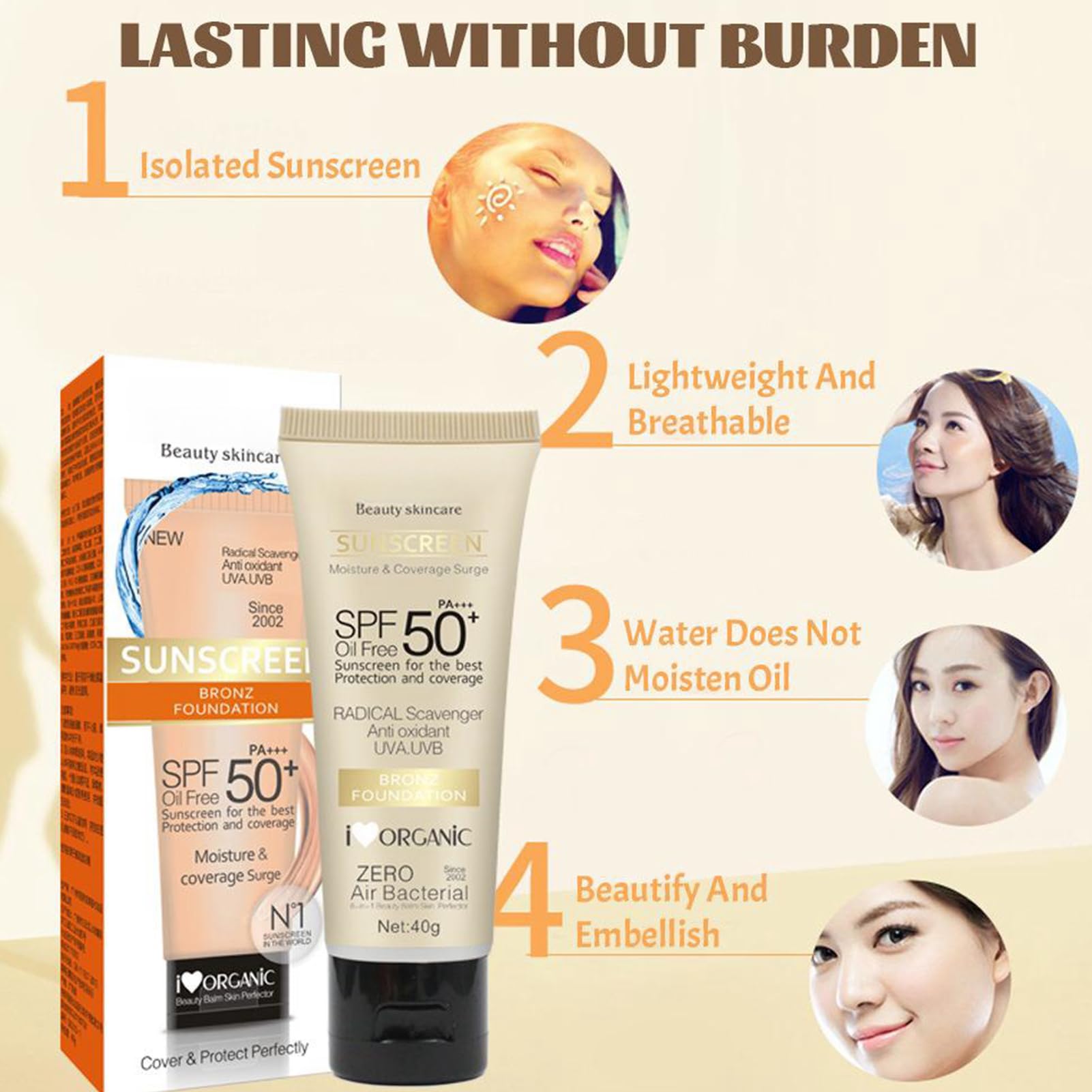 Natural Face & Body Sunscreen SPF 50, Moisturizing Broad Spectrum Sun Protection