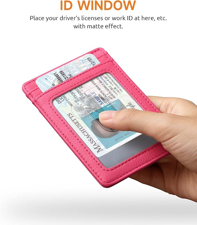 Buffway Mens Slim Wallet, Minimalist Thin Front Pocket Leather Credit Card Holder with RFID Blocking for Work Travel