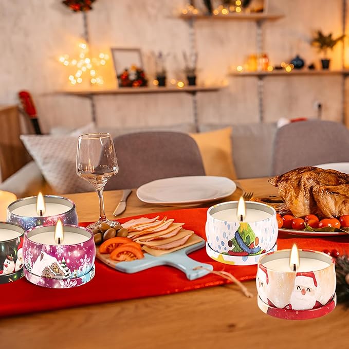 24 Packs Christmas Scented Candles Gift- Aromatherapy Candle-2.5oz Soy Wax-Long Lasting Burn time, Christmas Thanksgiving Gifts, Home Decor