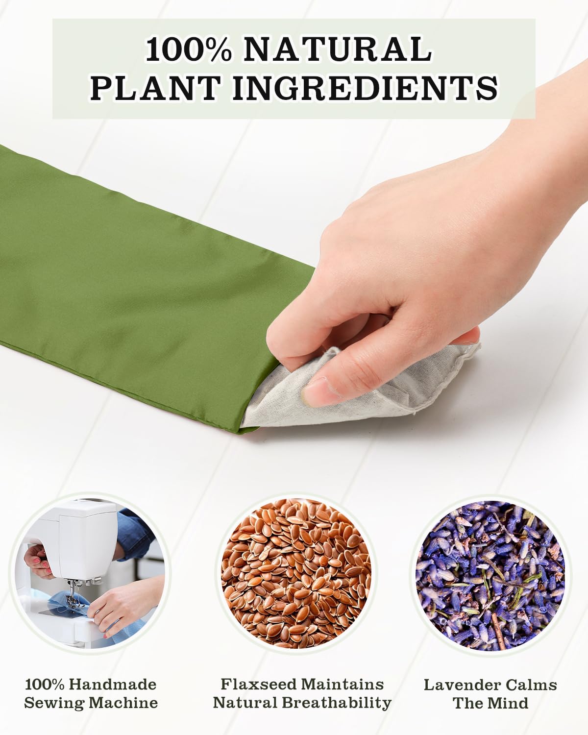 Eye Pillow for Sleeping, Headache Relief, Sinus Pressure, Weighted Eye Mask for Relaxation, Yoga, Moist Heat Eye Compress, Meditation Accessories, Lavender Gift Set for Women (Green (Silk))