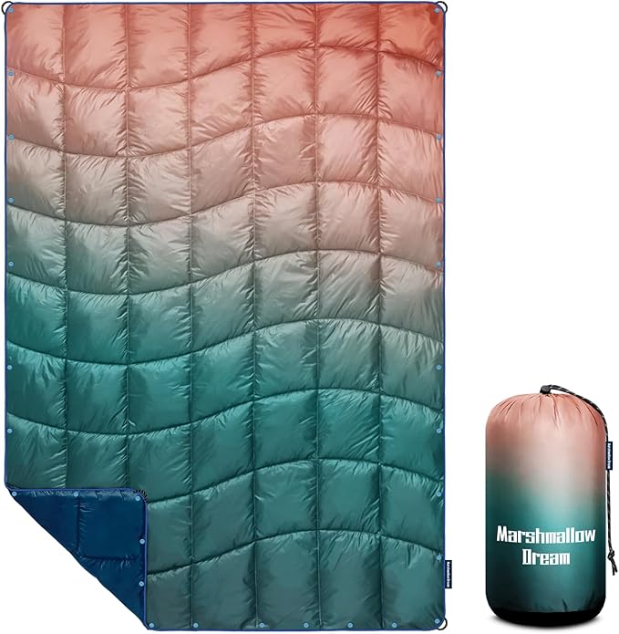 Camping Blanket, Packable Puffy Blanket Down Alternative Blanket Lightweight Windproof Water Resistant for Outdoors,Hiking, Backpacking,Beach,Car,Picnic,Stadium 52x75in