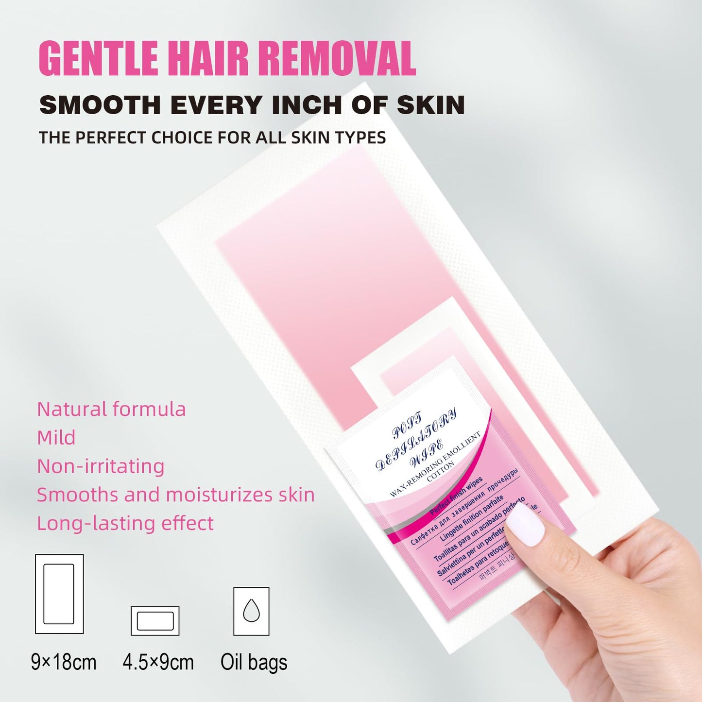 72 Count Brazilian Wax Strips for Smooth Skin, 24 Facial Wax Strips, 48 Body Wax Strips, 12 Calming Oil Wipes Women and Men Hair Removal Waxing Kit for Face, Underarms, Bikini, Legs - Red Strips