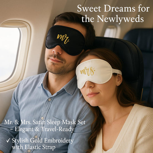 CHOIEO Embroidered Mr Mrs Est 2025 Luggage Tags, Embroidered Sleep Masks, Honeymoon Fund Envelope, Framed Sign, Mr & Mrs Wedding Gift Set (Est 2025)