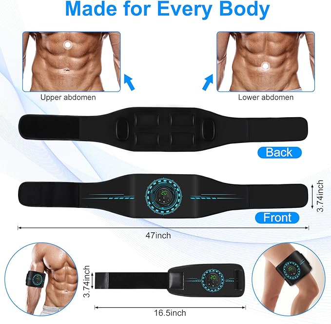 ABS Stimulator Muscle Toner, AB Machine for Abdomen/Arm/Leg, Muscle Stimulator for Muscle Growth, Ab Toning Belt Muscle Stimulator for Men and Women 3 Pack