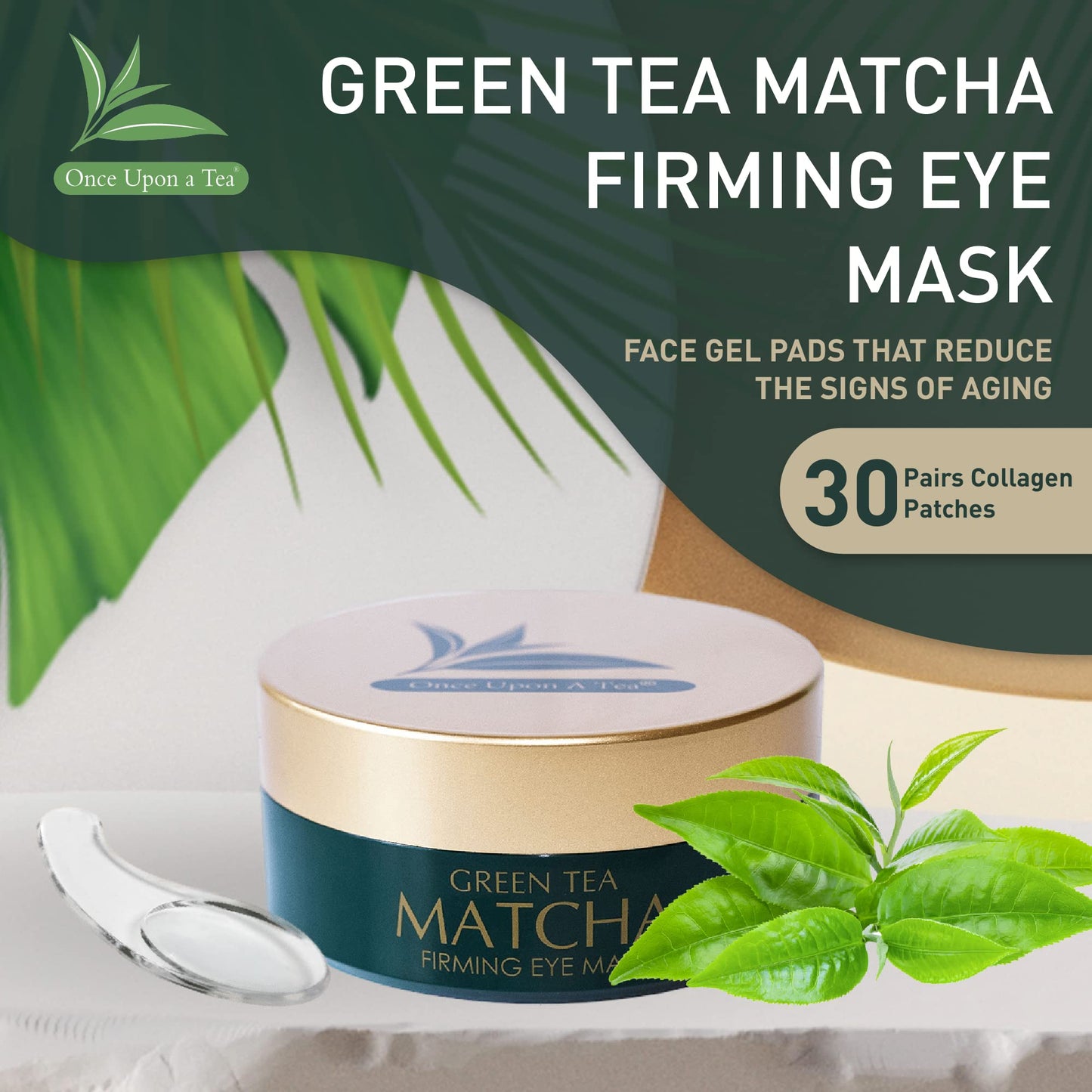 Green Tea Matcha Firming Eye Mask, 30 Pairs Collagen Patches For Fine Lines, Wrinkles, Under Eye Bags & Puffy Eyes Treatment, Face Gel Pads That Reduce The Signs Of Aging
