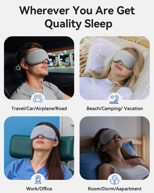 Weighted Eye Mask for Sleeping - Blackout Sleep Mask for Women Men, FACEMOON Lash Extension Eye Covers, Memory Foam, 3D Contoured, Airplane Travel Essentials, Blindfold for Meditation(Gray)