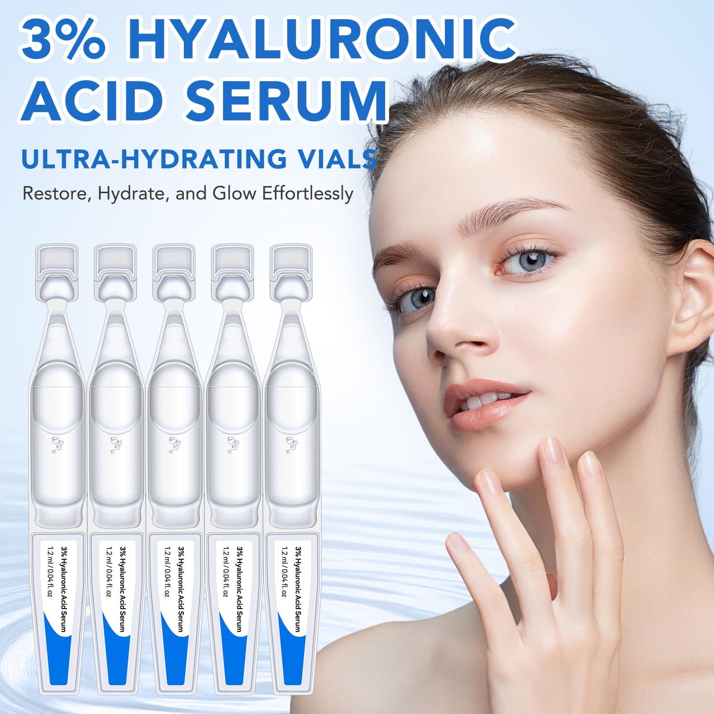 3% Hyaluronic Acid Serum Ultra-Hydrating Vials, 30 Pack Skin Repair Hyaluronic Acid Tubes, Single-Use Anti-Aging serum for face Wake Nature Perfection Tubes Vials(#2)