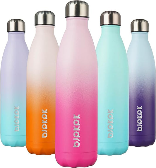 BJPKPK 25oz Insulated Stainless Steel Water Bottles,Sports Water Bottles Keep Cold for 24 Hours and Hot for 12 Hours,Cherry Blossom