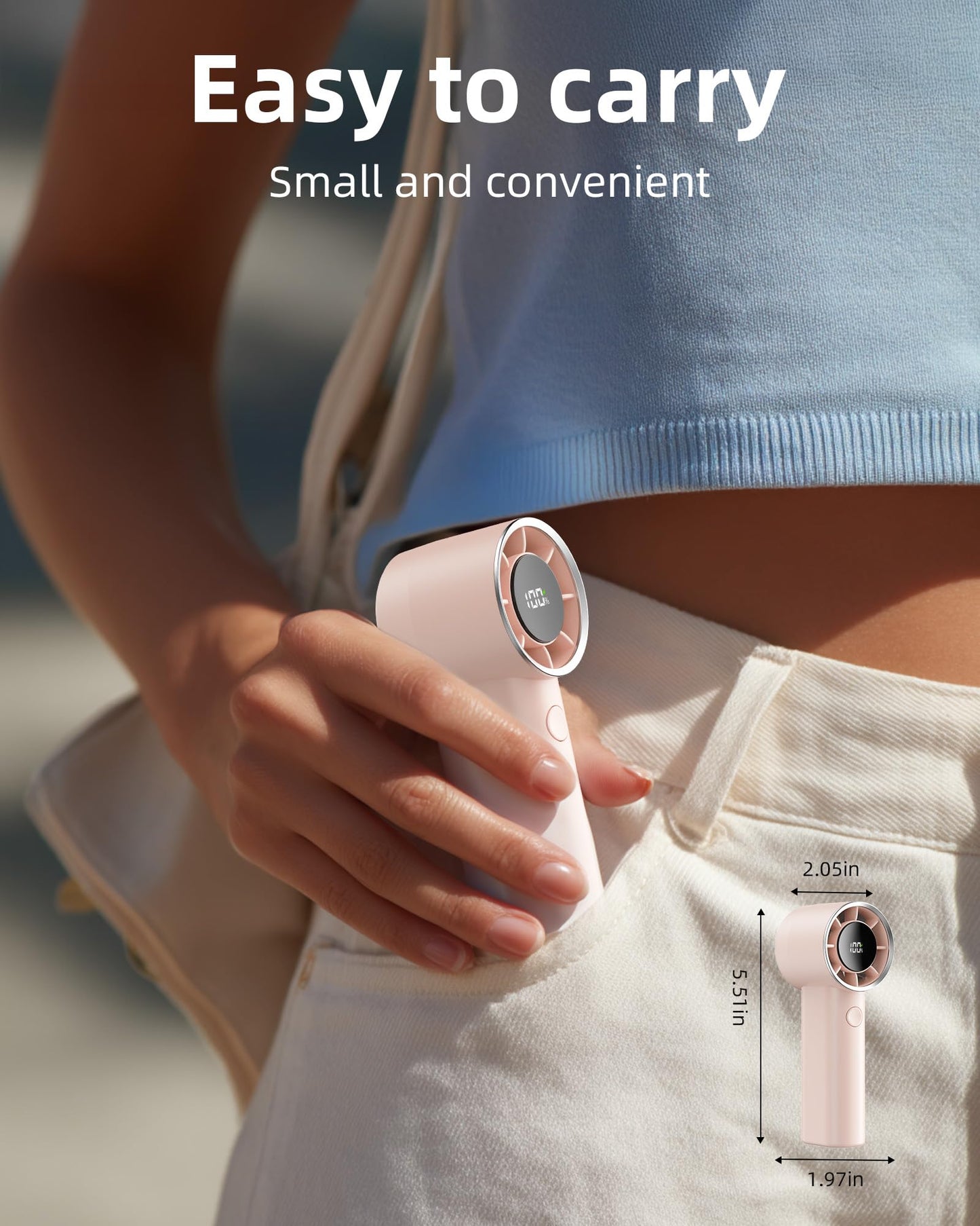 Mini Portable Handheld Fan,100 Speeds Adjustable Turbo Fans,Digital Display,30000 RPM,Up to 10H Use Time,USB Personal Fans,Rechargeable Fan Women,Gift for Gym/Travel/Camping/Outdoor/Indoor/Office