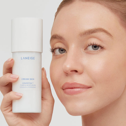 LANEIGE Cream Skin Toner & Moisturizer Mini Mist Spray: Lightweight Refillable Korean Milky Toner with Ceramide & Peptide for Hydration, Firming, & Barrier Support