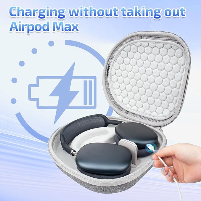 AirPod Max Case with Sleep Mode Charging Funtion, Case for Apple AirPods Max Headphones, Portable Storage Bag(Gray)