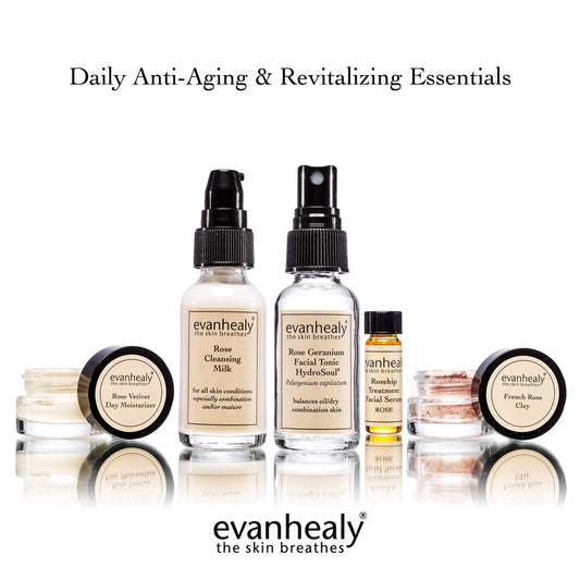 evanhealy Balancing Ritual | Rose Skin Care Set | 5 Piece Travel Face Care Kit for Combination Skin | Skincare Kit with Facial Mask & Gentle Skin Cleanser | Harmonize Oil Imbalance