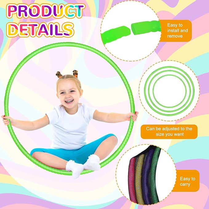 2 Pcs Toy Hoop Exercise Hoop Detachable Adjustable Plastic Toy Ring Playground Equipment for School Colored Circles Exercise Ring for Teens Dog Agility Equipment(Green,20 Inch)