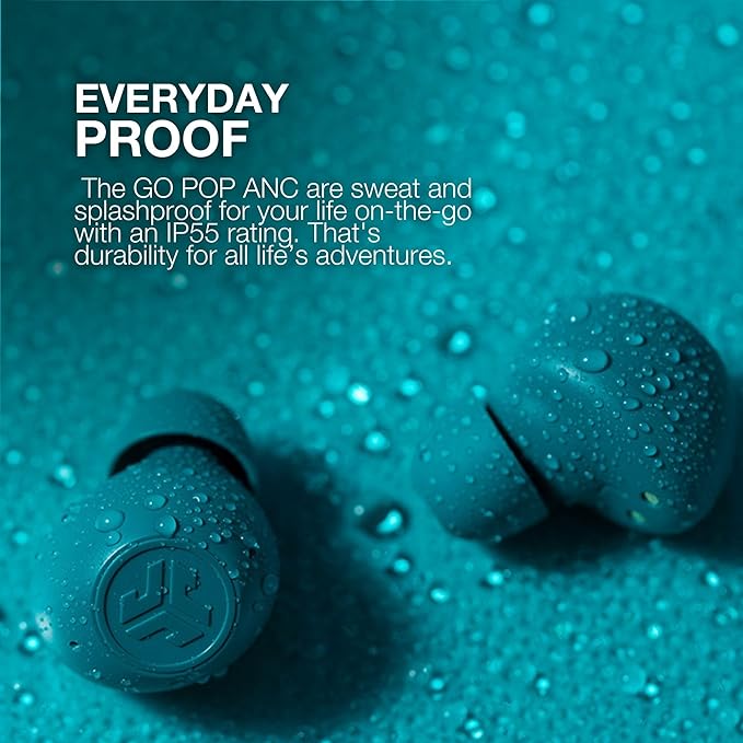 JLab Go Pop ANC True Wireless Earbuds & Charging Case, Transparent Neon Green, Active Noise Cancelling, 10mm Drivers, Dual Connect, Customize Your Sound with App, Be Aware Mode, MEMS Microphone