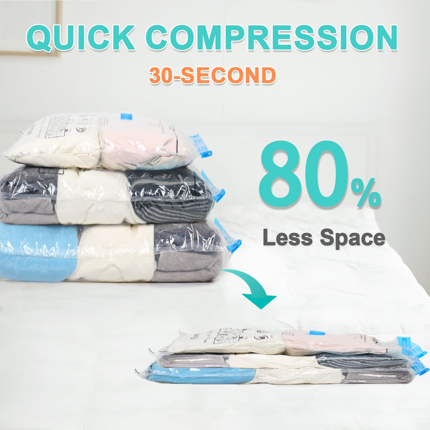 ZOESTORAGE 12 Pack Travel Vacuum Storage Bags with Portable Electric Pump, Vacuum Seal Space Saver Bags for Clothing, Compression Vacuum Bags for Travel Luggage Blankets(4 Large, 4 Medium, 4 Small)