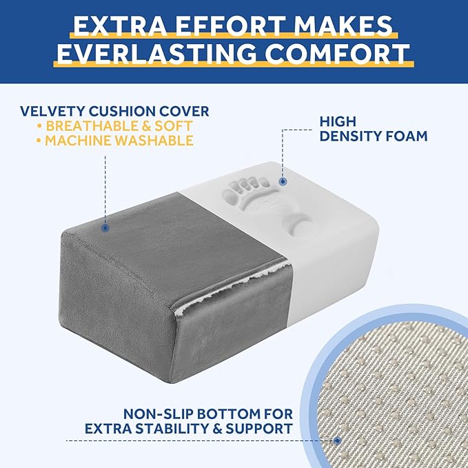 Foot Rest for Under Desk at Work, Adjustable Footrest for Office Chair & Gaming Chair,Ergonomic Footrest Pillow Desk Foot Stool with Washable Cover for Home, Airplane, Travel (Gray)