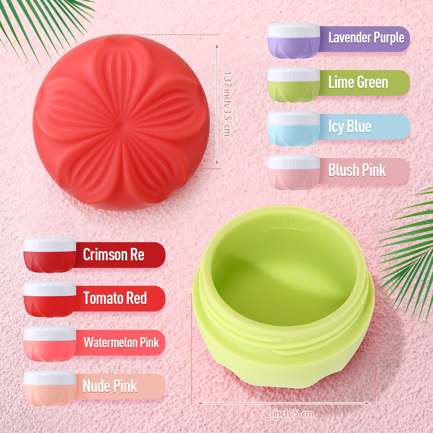 Meanplan 8 Pcs Small Silicone Cream Jars with Lids 1 Oz/ 30 ml Travel Containers for Toiletries Mini Cosmetic Jars Refillable Travel Moisturizer Container for Makeup Face Body Hand Cream