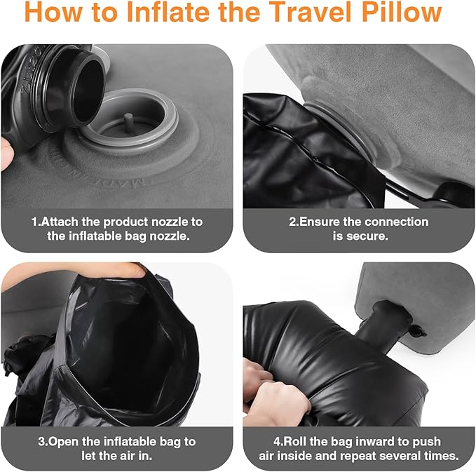 Maliton Inflatable Foot Rest Pillow for Travel,Kids Airplane Bed,Adjustable 3 Layers Height Leg Pillow of Air Travel Essentials,Car, Office, Home - Fast Inflation (Dark Grey)