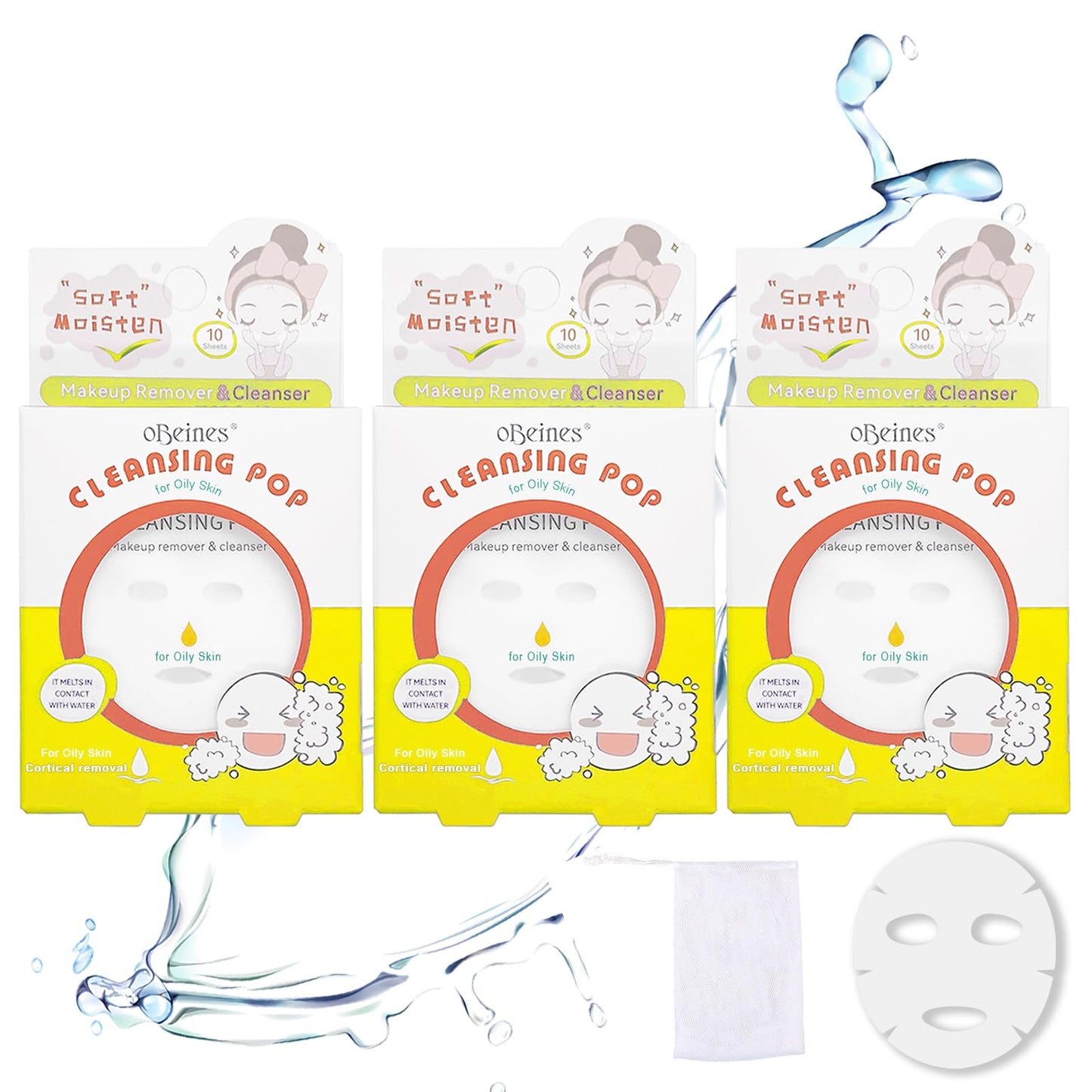 Travel Size Face Wash Melts for Oily Skin, Water-Activated Face Cleanser, 2-in-1 Cleansing & Makeup Remover Pad Soap With Amino Acid, Refreshes Skin Moisturizing Facial Cleanser, 20ct