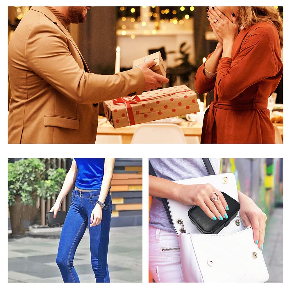 Travel Jewelry Box, PU Leather Small Jewelry Organizer for Women Girls, Portable Mini Travel Case Display Storage Holder Boxes for Stud Earrings, Rings, Necklaces, Bracelets.