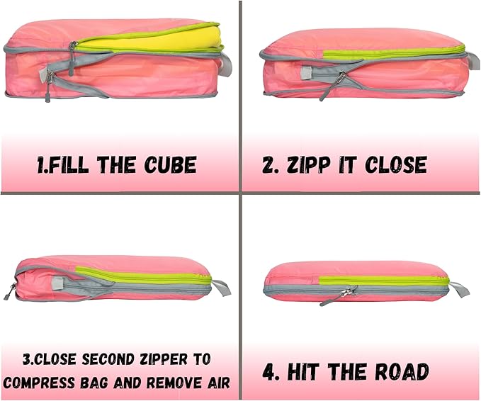 6 Set/3 Set Ultralight Compression Packing Cubes, Suitcase and Backpack Travel Organizer Bags