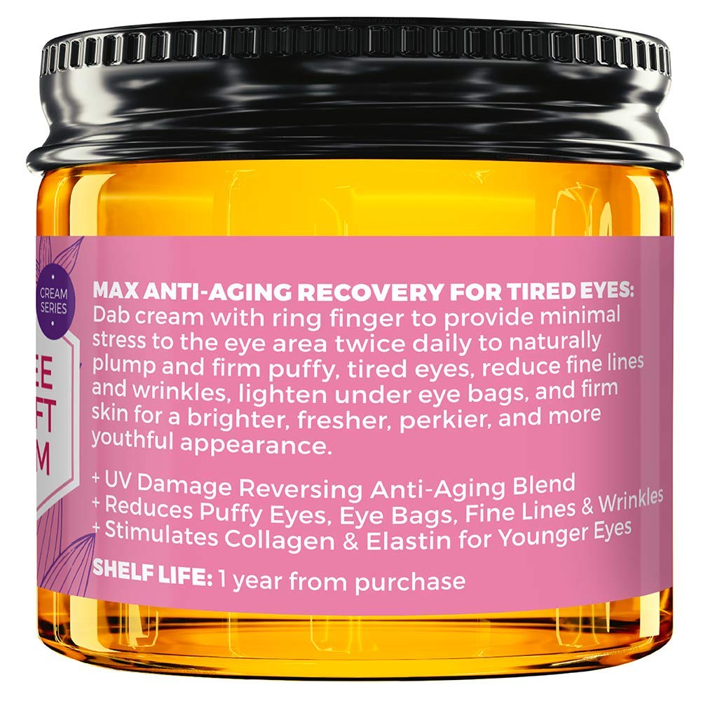 Leven Rose Lifting Coffee Eye Cream with Caffeine 1 oz - Natural Solution for Dark Circles and Puffiness - Firming Anti-Aging Under Eye Treatment