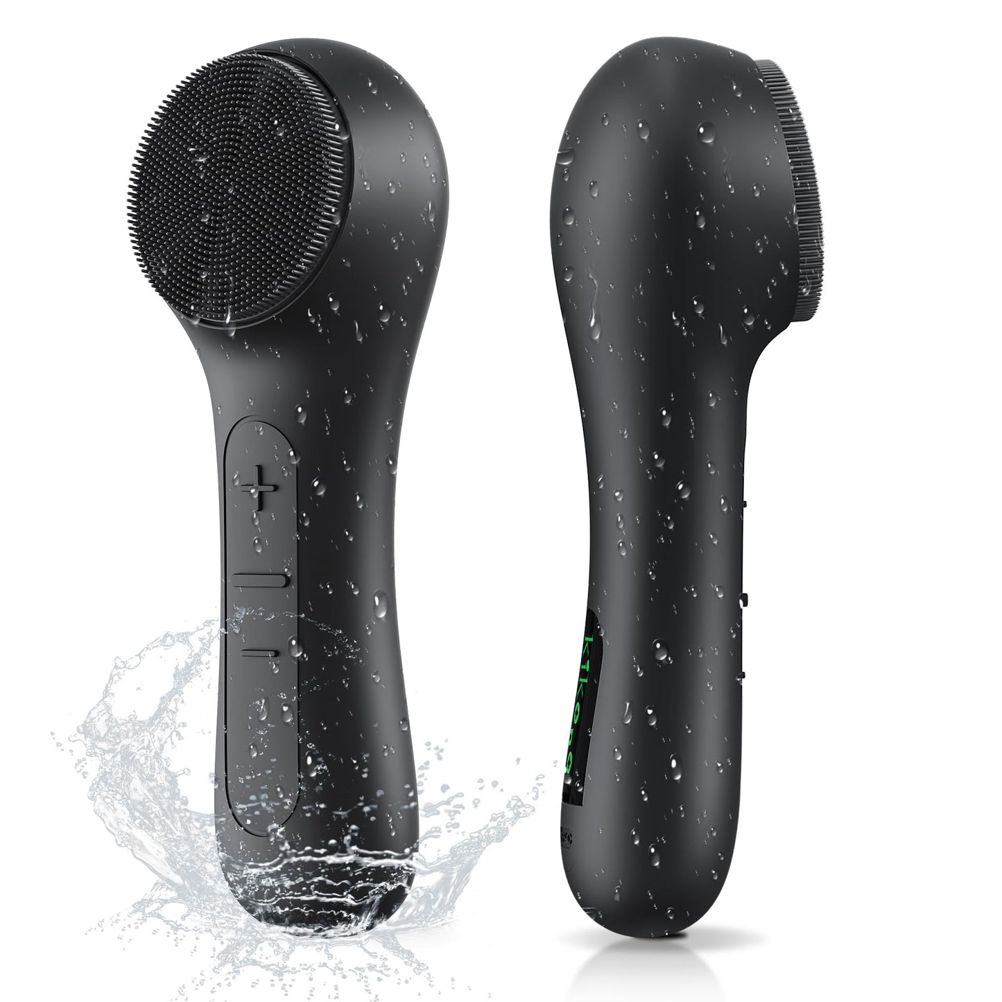 KIKONO Facial Cleansing Brush with Big Electric Round Brush Head - 2 in 1 Spin and Automatic Foam Patented Tech, Wide Surface Cleaning, Waterproof Rechargeable Face Scrubber for Men and Women