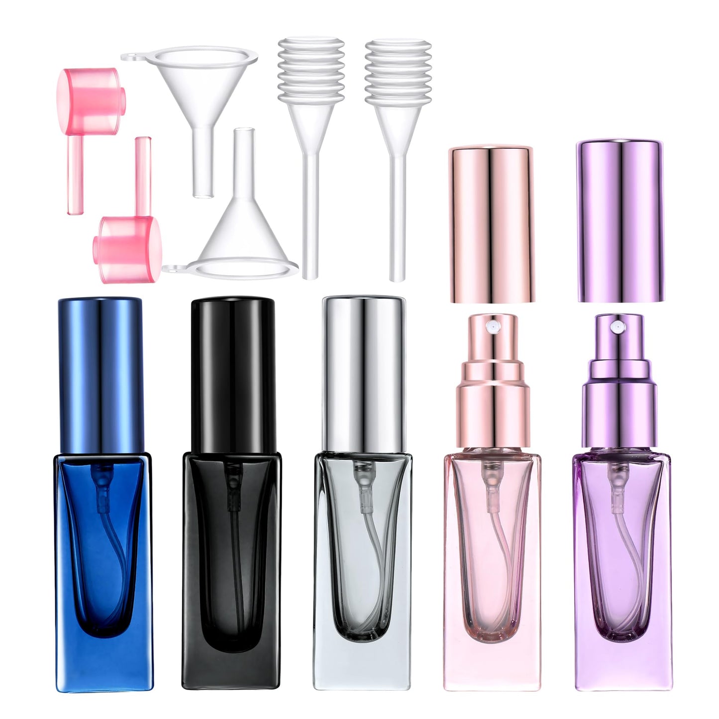Yikimyfo Travel Perfume Atomizer - 5 Pcs 5ML/0.17oz Mini Spray Bottles, Fine Mist Cologne Glass Bottles, Empty Refillable Size for Travel
