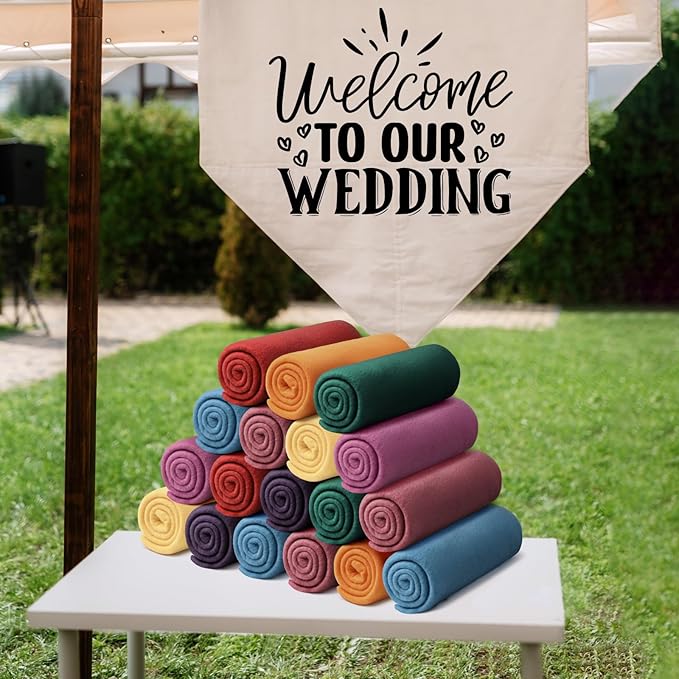 Kinlop 40 Packs Fleece Blanket Bulk 60 x 50 Inch Soft Lightweight Fleece Cozy Blanket Warm Throw Plush Pet Throw for Bed Couch Sofa Home Office Wedding Gifts Travel Camping (Modern Color)