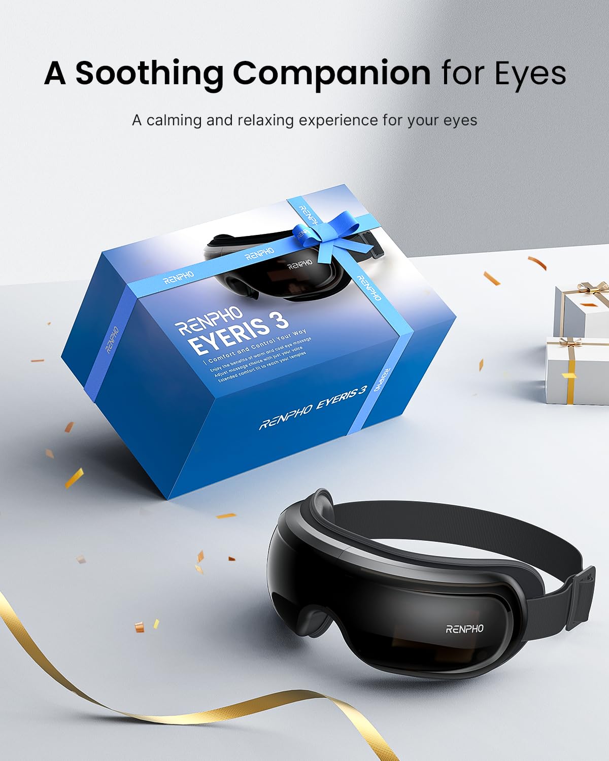 RENPHO Eyeris 3 Eye Massager with Heat and Cooling for Migraines, Voice Control Eye Mask, Eye Care Device with DIY Massage Setting, Birthday Gifts for Women/Men, Reduce Dry Eyes