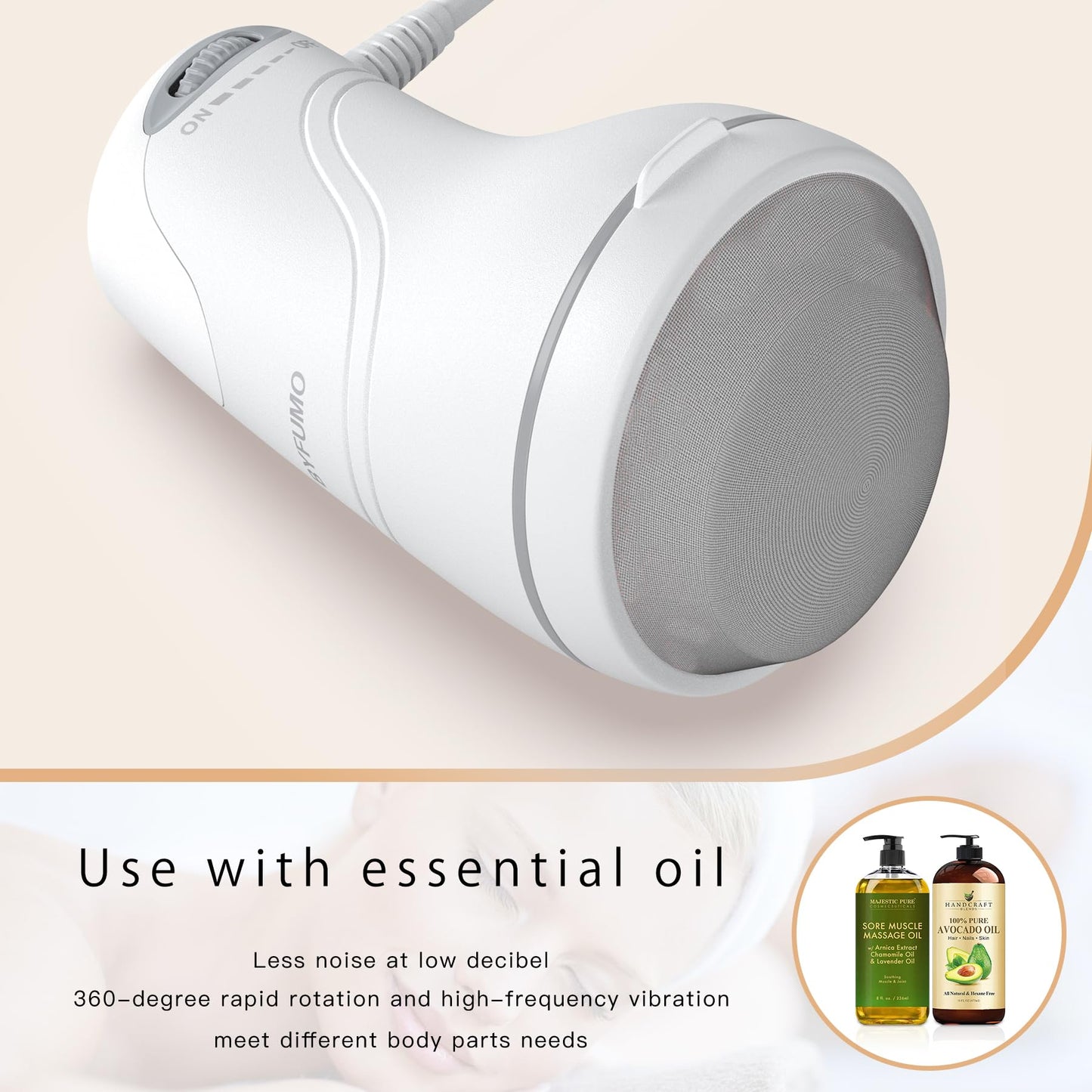 BYFUMO Cellulite Massager, Body Sculpting Machine, Lymphatic Drainage Massager, Handheld Electric Back Massager - White