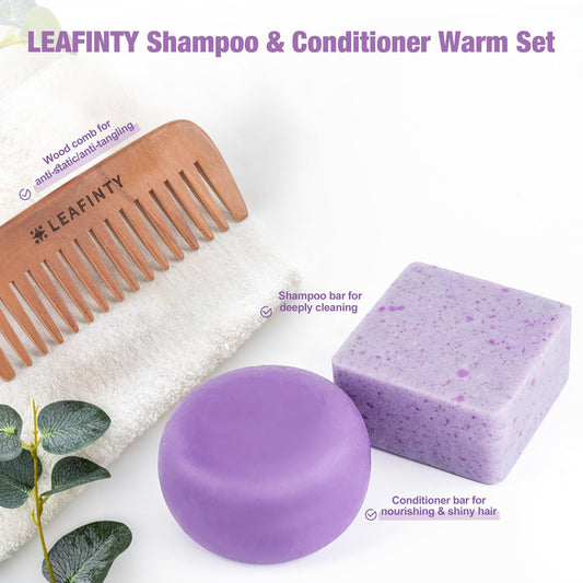 Leafinty Shampoo and Conditioner Set | Bar Shampoo and Conditioner for Blonde Brown and Gray Hair| Vegan & Natural | Shampoo Bar | Shampoo and Conditioner 6.7oz (Sundazed Scent)