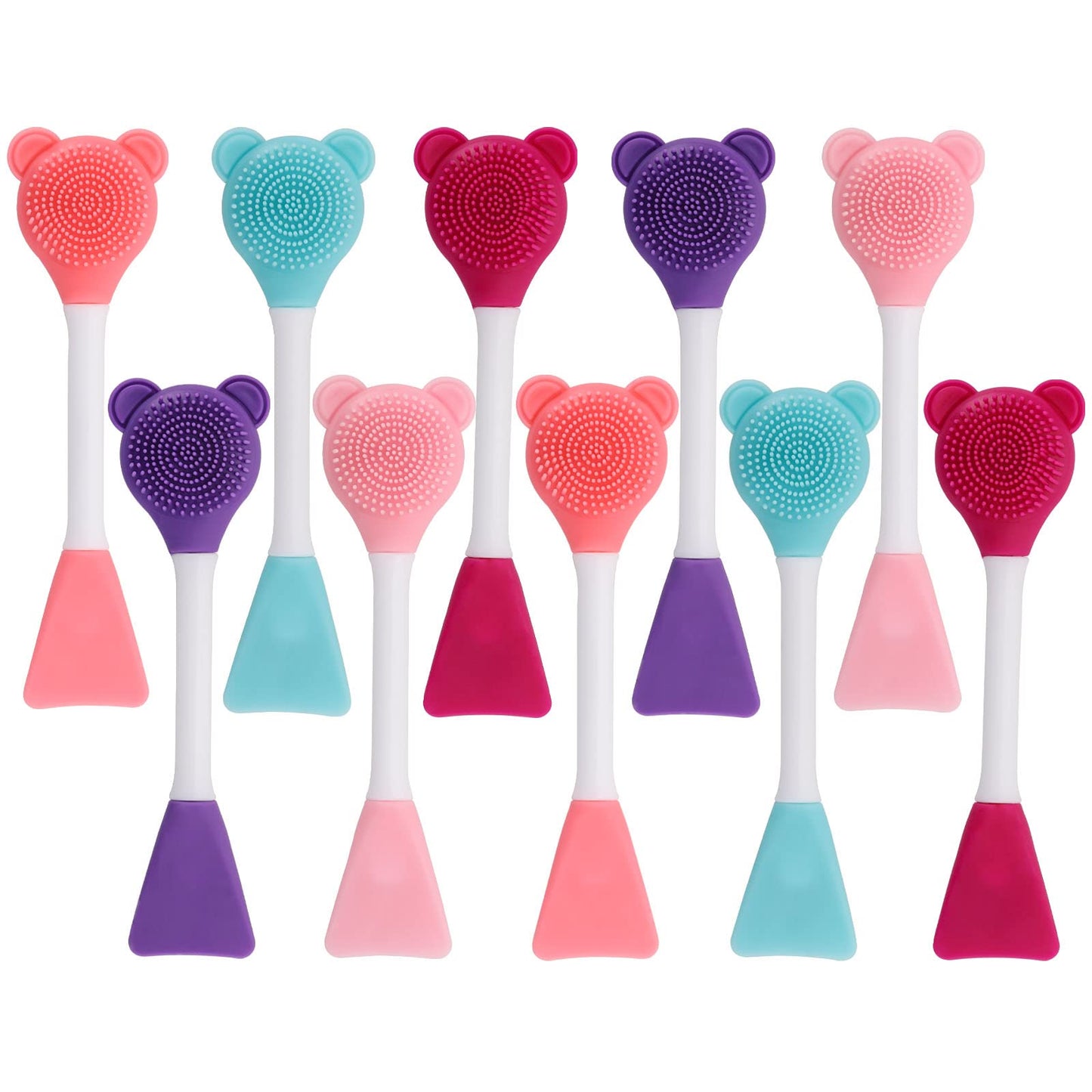 Tbestmax Manual Facial Brush Skin Cleansing Cleaner, Silicone Facial Scrubber, 2-in-1 Skin Care Face Wash for Deep Pore Exfoliation Massaging 10 Pcs