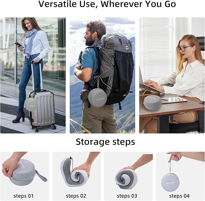 HydroAurum Travel Pillow 100% Pure Memory Foam Neck Pillow for Traveling – Ergonomic Neck Support Pillow for Airplane, Soft & Breathable Cover, Washable & Portable with Travel Bag