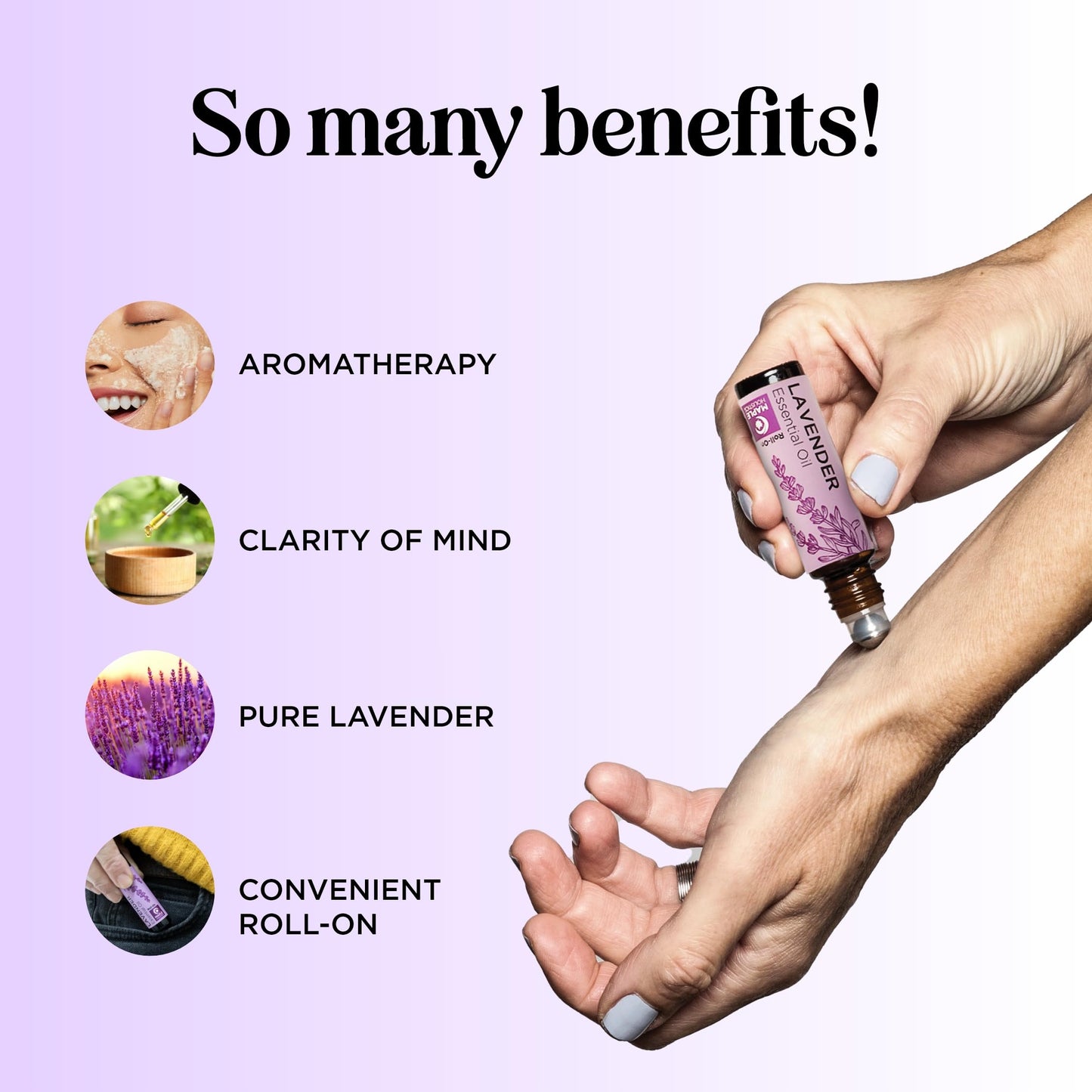 Lavender Essential Oil Roll On - Calming Aromatherapy Oil Roller for Sleep Headaches and Relaxation - Natural Pre-Diluted Sleep Oil for Nighttime Relaxation with Lavender Essential Oil for Skin