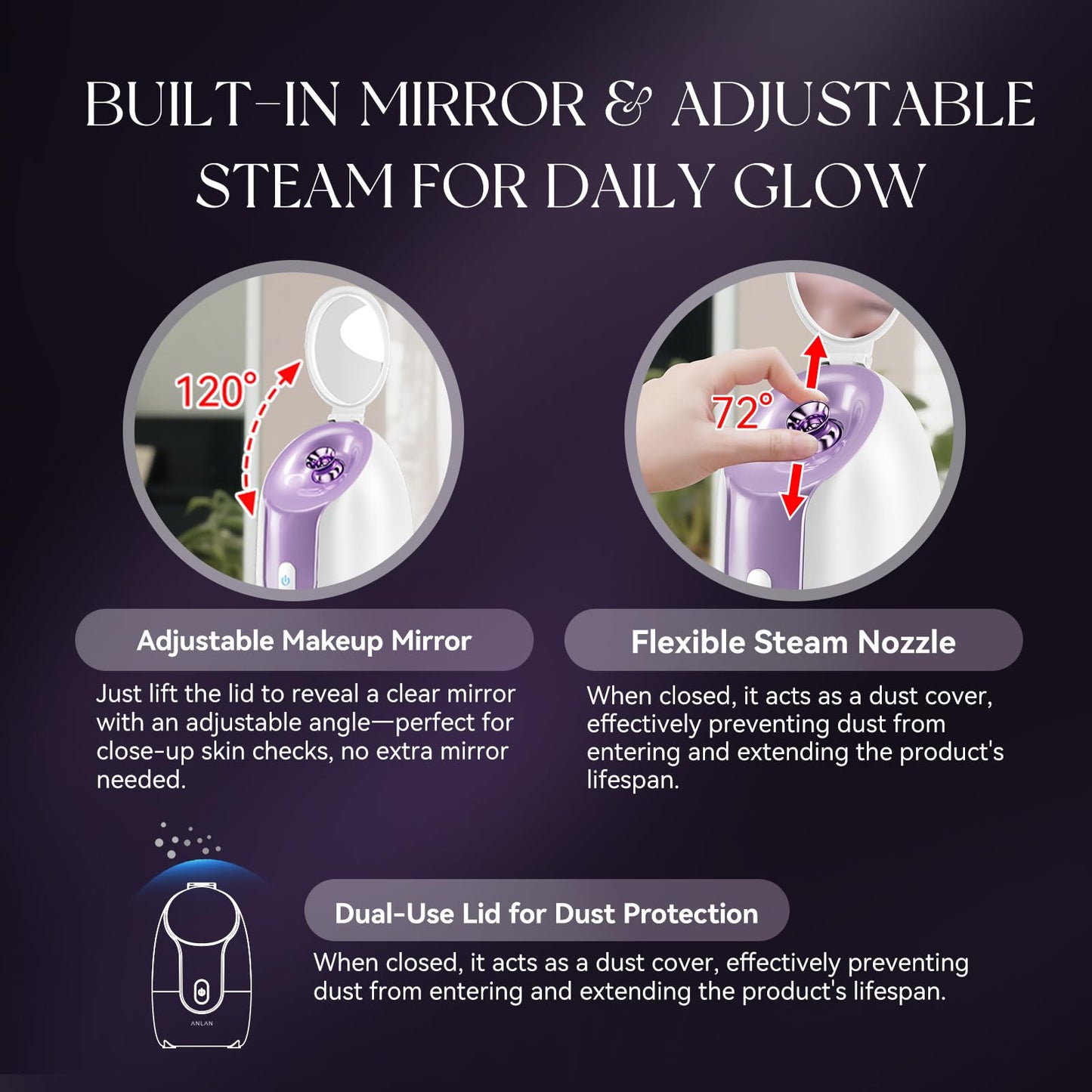 ANLAN Facial Steamer, High-Speed Nano steam, Deep Cleansing, Pore Care, Repairs and Strengthens Skin's Foundation, Facial Humidifier, Home Facial spa, Hydrating Moisturizing, Sensitive Dry Skin spa